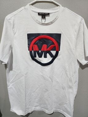 Michael Kors Men’s White Graphic Logo T-Shirt – Size Medium